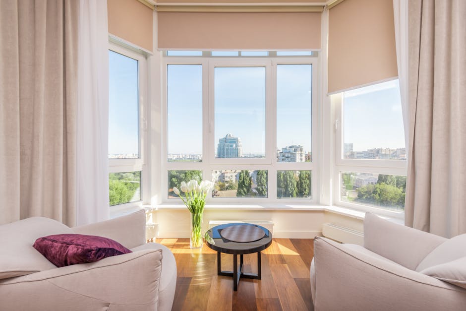 Modern living room highlighting large energy efficient windows